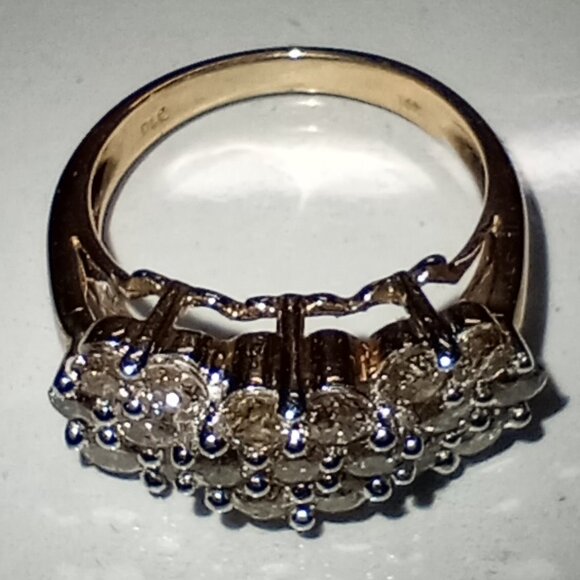 $ALE!  10Kt Yellow or White Gold 1.50ctw Diamond Flower Cluster Ring - Picture 10 of 13